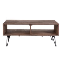 Dunawest Betsy 42 Inch Reclaimed Wood Rectangle Farmhouse Coffee Table With Storage, Iron Legs, Natural Brown(D0102Ha5Bz7.)