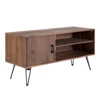 Dunawest Clive 48 Inch Reclaim Wood Rectangle Farmhouse Media Console Tv Stand, 1 Door, Iron Legs, Rustic Brown(D0102Ha5Bzy.)