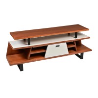 Dunawest 62 Inch Kate Acacia Wood Tv Cabinet With Staggered 3 Tier Design And Sled Base, Brown And Black(D0102Hae82V.)