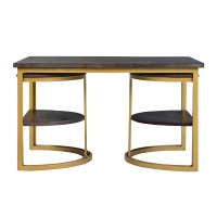 Dunawest 38 Inch Rectangle Metal Nesting Coffee Table - 3 Pcs Set, Black And Gold(D0102Hae89A.)