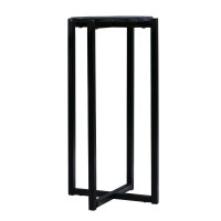 Dunawest Ivy 24.5 Inch Round Marble Top Accent Side Table With Metal Frame, Black(D0102Hae89W.)