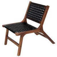 Dunawest Mid Century Solid Wood Accent Chair With Woven Leather Seat, Dark Brown And Black(D0102Hahlw7.)