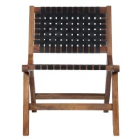 Dunawest Mid Century Solid Wood Accent Chair With Woven Leather Seat, Dark Brown And Black(D0102Hahlw7.)