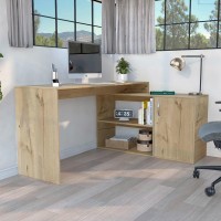 L-Shaped Desk Desti, Single Door Cabinet, Light Oak Finish(D0102Hge13W)