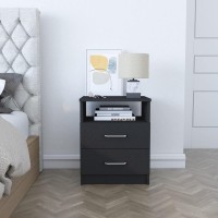 Nightstand Olivenza, Two Drawers, Black Wengue Finish(D0102Hge1Lv)