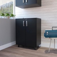 3 Drawers Storage Cabinet With Casters Lions Office, Black Wengue Finish(D0102Hge68U)