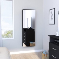 Wall Mounted Shoe Rack With Mirror Chimg, Single Door, Black Wengue Finish(D0102Hge6Cy)