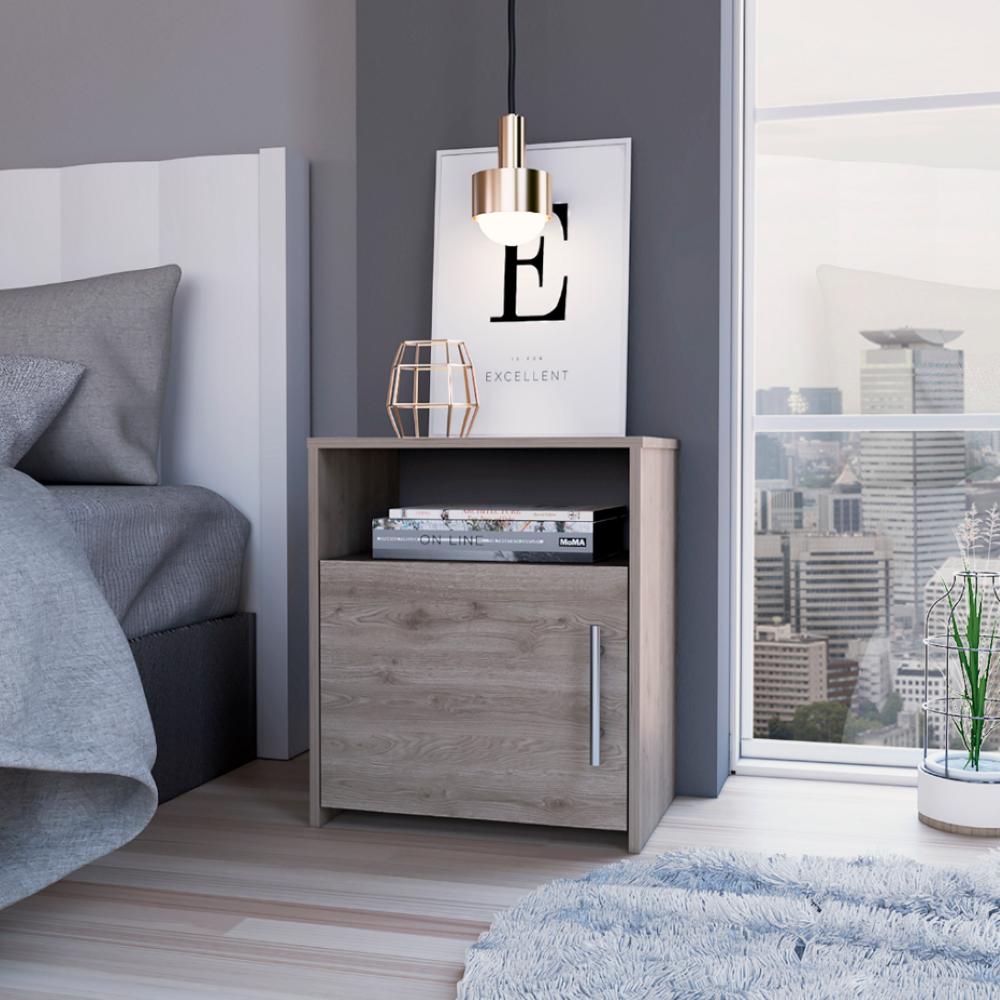 Nightstand Cuarzz, One Cabinet, Light Gray Finish(D0102Hge6G7)