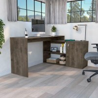 L-Shaped Desk Desti, Single Door Cabinet, Dark Brown Finish(D0102Hge6Vv)