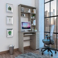 Computer Desk Acequia, Multiple Shelves, Light Gray Finish(D0102Hged17)