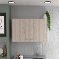 Wall Cabinet Toran, Two Shelves, Double Door, White Light Gray Finish(D0102Hged6V)
