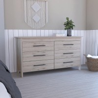 6 Drawer Double Dresser Wezz, Four Legs, Superior Top, Light Gray Finish(D0102Hged6W)