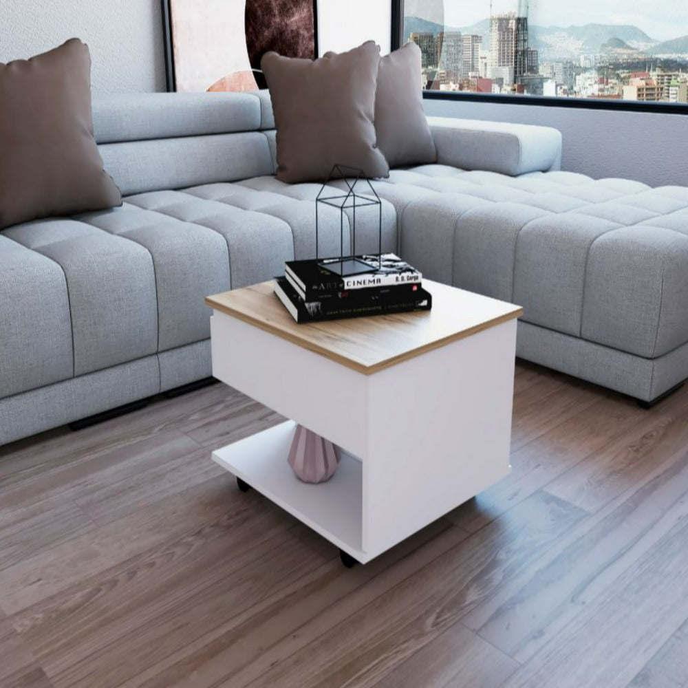 Lift Top Coffee Table Mercuri, Casters, White Light Oak Finish(D0102Hged9A)