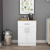 Pantry Cabinet Netal, One Drawer, White Light Oak Finish(D0102Hged9V)