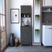 Pantry Piacenza,Two Double Door Cabinet, Smokey Oak Finish(D0102Hgedc7)