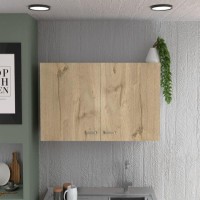 Wall Cabinet Toran, Two Shelves, Double Door, White Light Oak Finish(D0102Hgedyy)