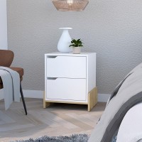 Nightstand Brookland, Bedside Table With Double Drawers And Sturdy Base, White Macadamia Finish(D0102Hgem2Y)