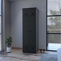 Armoire With Two-Doors Dumas, Top Hinged Drawer And 1-Drawer, Black Wengue Finish(D0102Hgemdu)