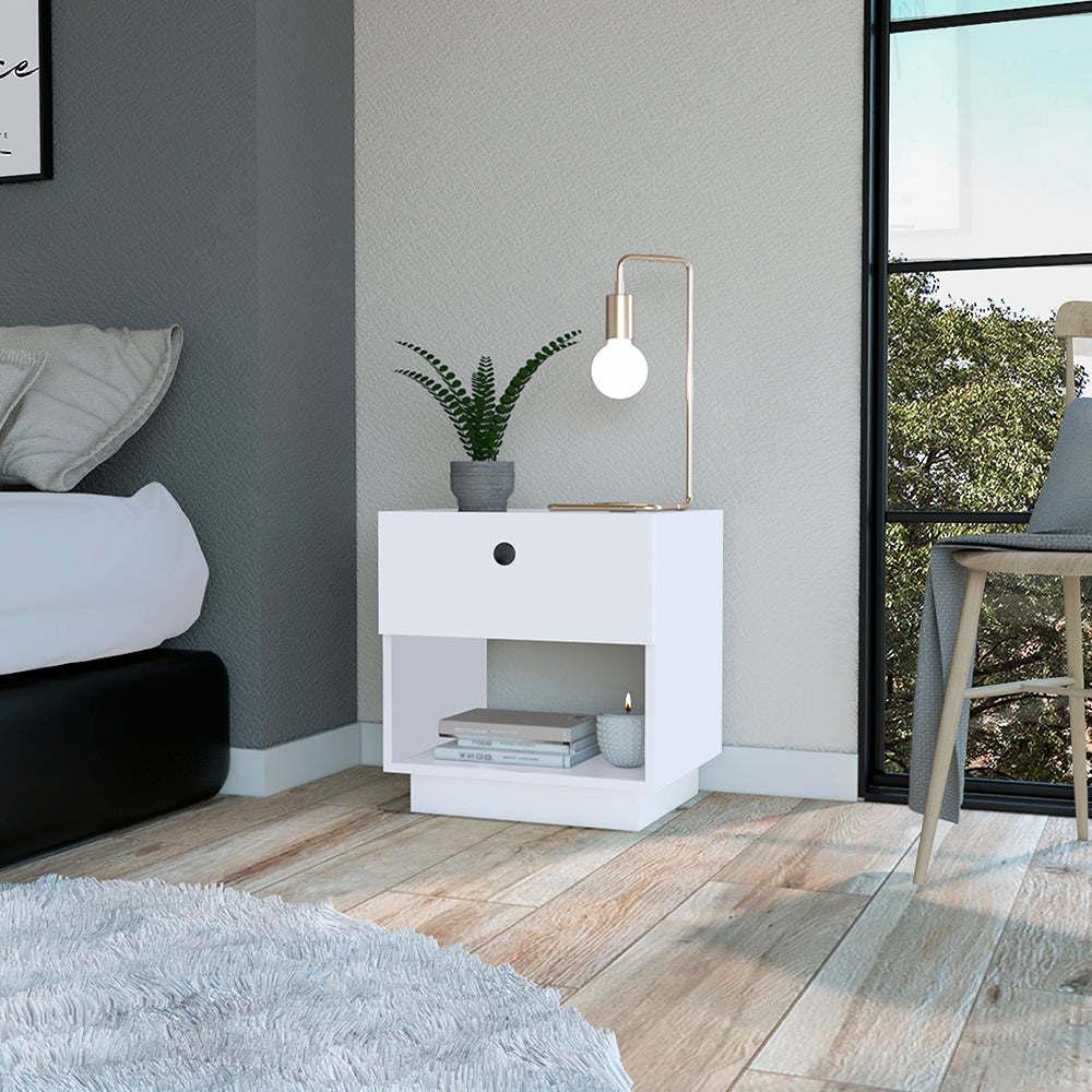 Nightstand Viliigili, One Drawer, White Finish(D0102Hgemgv)