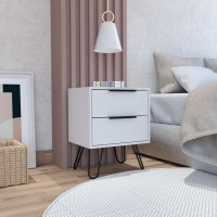 Nightstand Skyoner 2, Harpin Legs, Two Drawers, White Finish(D0102Hgemha)