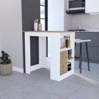 Kitchen Island Wynne With Storage And Cabinet, White Macadamia Finish(D0102Hgemiv)