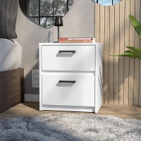 Nightstand Chequered, Two Drawes, White Finish(D0102Hgemiw)