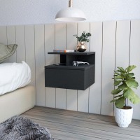 Floating Nightstand Flopini, One Drawer, Black Wengue Finish(D0102Hgemla)