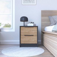 Nightstand Cervants, Two Drawers, Metal Handle, Black Wengue Pine Finish(D0102Hgey4V)