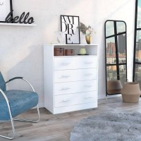 Four Drawer Dresser Wuju, One Shelf, White Finish(D0102Hgeyd7)