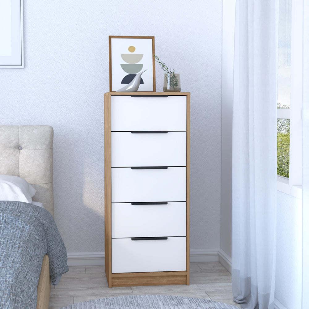 5 Drawers Dresser Maryland, Metal Handle, White Pine Finish(D0102Hgeyv7)