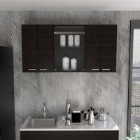 Superior Wall Cabinet Peoria, Four Interior Shelves, Black Wengue Finish(D0102Hgeyvg)