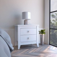 Nightstand More, Two Shelves, Four Legs, White Finish(D0102Hgeywg)