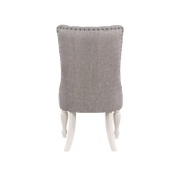 Acme Florian Side Chair(Set-2), Gray Fabric & Antique White Finish Dn01683(D0102Hr785P)