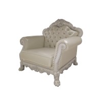 Acme Dresden Chair W2 Pillows, Synthetic Leather & Bone White Finish Lv01690(D0102Hr78Ej)