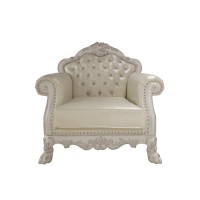 Acme Dresden Chair W2 Pillows, Synthetic Leather & Bone White Finish Lv01690(D0102Hr78Ej)