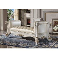 Acme Vendome Bench, Synthetic Leather & Antique Pearl Finish Bd01522(D0102Hr78Px)