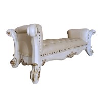 Acme Vendome Bench, Synthetic Leather & Antique Pearl Finish Bd01522(D0102Hr78Px)