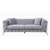 Acme Jelanea Sofa W2 Pillows In Gray Velvet & Gold Finish Lv01406(D0102Hr7Kx8)