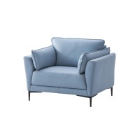 Acme Mesut Chair, Light Blue Top Grain Leather & Black Finish Lv02389(D0102Hr7M2J)