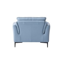 Acme Mesut Chair, Light Blue Top Grain Leather & Black Finish Lv02389(D0102Hr7M2J)