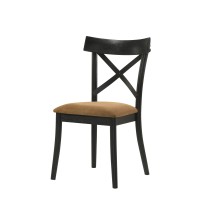 Acme Hillary Side Chair(Set-2), Brown Leathaire & Black Finish Dn02306(D0102Hr7Ml2)
