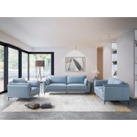 Acme Mesut Sofa, Light Blue Top Grain Leather & Black Finish Lv02387(D0102Hr7Ml6)