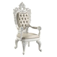 Acme Vanaheim Arm Chair (Set-2), Beige Pu & Antique White Finish Dn00680(D0102Hr7Ww6)