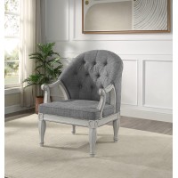 Acme Florian Chair, Gray Fabric & Antique White Finish Lv02121(D0102Hr7Z56)