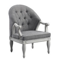 Acme Florian Chair, Gray Fabric & Antique White Finish Lv02121(D0102Hr7Z56)