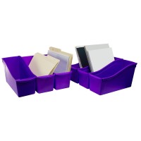 Storex Stx71103U06C-6 Plastic Large Book Bin, 14.3-Inch X 5.3-Inch X 7-Inch, Purple, Pack Of 6