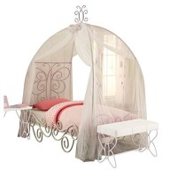 Priya Ii Full Bed W/Canopy, White & Light Purple