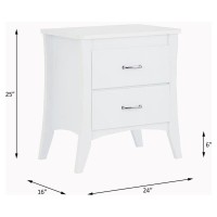 Acme Babb Wooden Rectangular Nightstand With 2 Drawers And Tapered Legs In White