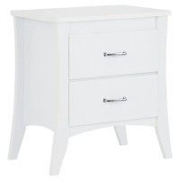 Acme Babb Wooden Rectangular Nightstand With 2 Drawers And Tapered Legs In White