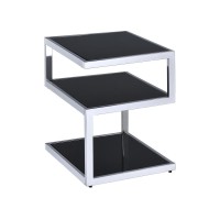 Alyea End Table, Chrome & Black Glass